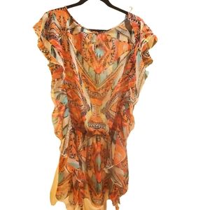 Jessica Simpson Sheer Ruffled Mini Dress